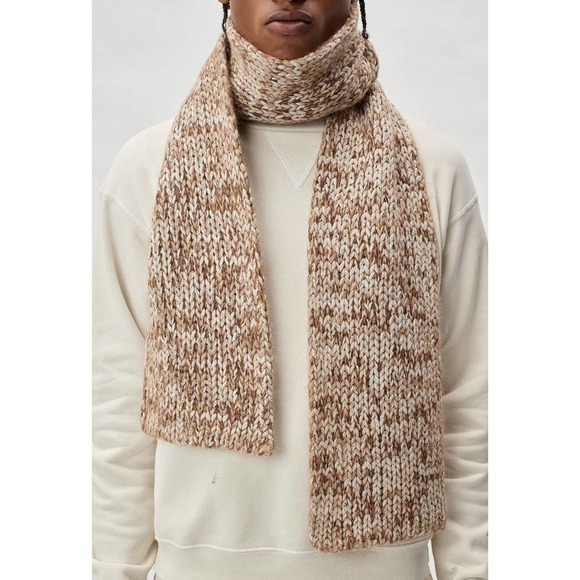 John Elliott Marled Mix Yarn Wool Blend Scarf - Ivory/Brown - Picture 3 of 8